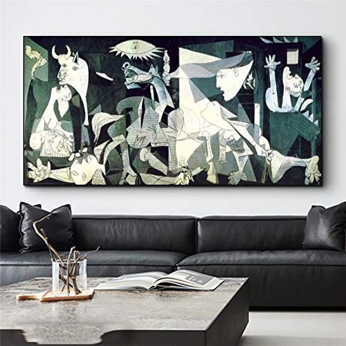 Pablo Picasso Wandkunst Picasso Guernica Malerei Eingewickelt Künstler Malerei Leinwand Panels Dekoration Fertig zum Aufhängen 70x140cm (28x55in) Mit Rahmen