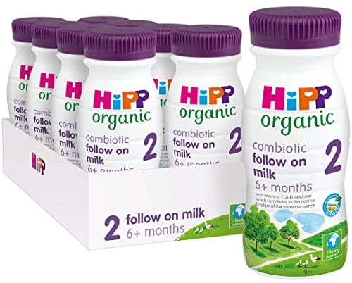 HiPP Organic 2 Follow on Baby Milk Ready to feed liquid formula, From 6 months 200ml (Pack of 8)