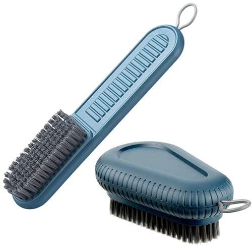 Angelkiss 2 Pieces Cleaning Multi Purpose Scrubbing Soft Bristle Brush for Laundry Clothes Shoes Bathroom Shower Sink Floor, Leather,Plastic, Black, One Size