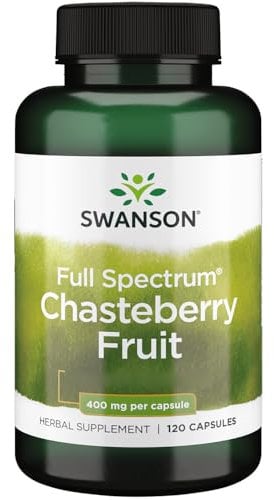 Swanson, Full Spectrum Chasteberry Fruit (Frutto del pepe di Monaco), 400mg, 120 Capsule, Alto Dosaggio, Testato in Laboratorio, Senza Soia, Senza Glutine, non OGM