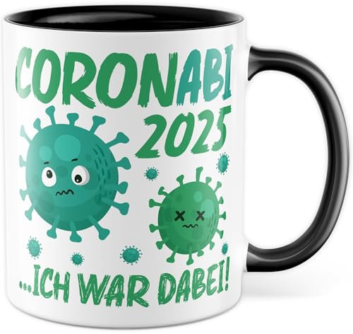 Abitur 2025 Tasse CoronABI Abitur Geschenk Jungs Mädchen lustig Abi Kaffeetasse für Abiturient Abiturientin zum Schul-Abschluss Deko Abiturgeschenk Kaffeebecher