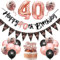 Palloncini 40 Anni Compleanno Donna, Decorazioni Nero Oro Rosa, Festone Happy Birthday, Coriandoli Per Festa