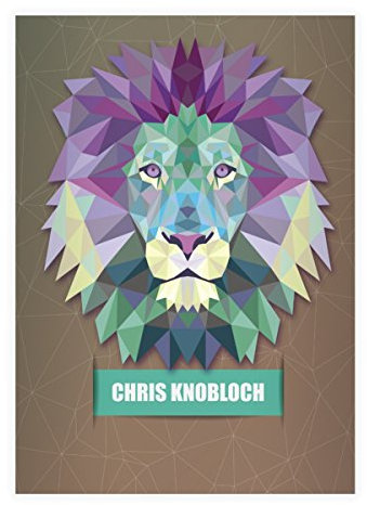 Kartenkaufrausch 16x personalisierte, Starke Raubkatzen DIN A5 Schulhefte, Rechenhefte mit polygonalem Löwen in grau Lineatur 28x (kariertes Heft)