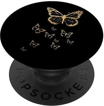 Gold Black Butterfly Aesthetic Trendy Simple Minimalist PopSockets Adhesive PopGrip