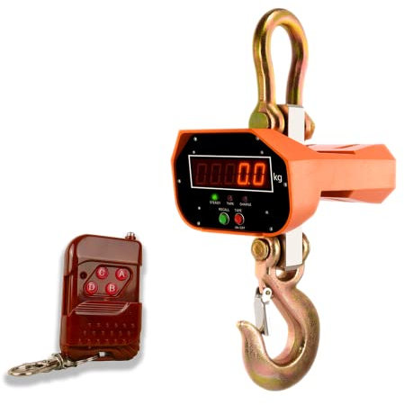 Bilancia Industriale, Capacità 5 tonnellate, Elettronica, Con gancio, 5000 kg/1100 lb, Telecomando, Precisione 2000 g, HDWR wagPRO-H5000