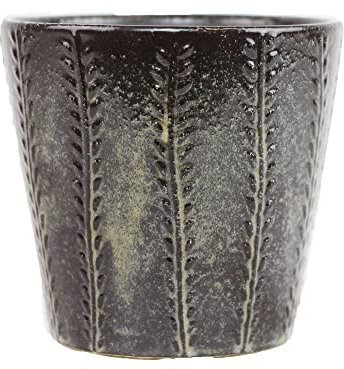 mitienda mit Liebe gemacht Übertopf aus Ton Kamerun grau braun 12 cm, Blumentopf Pflanzenmuster, Pflanztopf Gemustert
