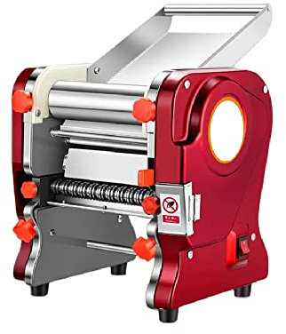 Macchina Pasta Fresca Elettrica Torchio per in Casa Ravioli Pizza Kitchenaid Casa Acciaio Inossidabile 0.1-20mm (24CM,Rosso-0.1~20mm)