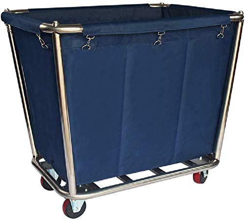 AUNEVN Bewegliche Wagen, Haushaltsmittel Mit Dem Haushalt Wäsche-Wäscherei-Sortierwagen Mit Rädern Und Tasche, Hochleistungs-Service-Reinigungswagen Für Krankenhaus, Blau