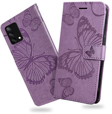 DENDICO Cover per Oppo A74 4G / Oppo F19 4G, Portafoglio Custodia in PU Pelle per Oppo A74 4G / Oppo F19 4G, Antiurto Cover a Libro con Slot per Carte, Viola