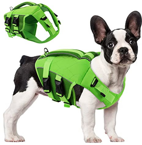 ASENKU Schwimmweste Hund Mittel M,Verstellbar & Ripstop Hundeschwimmweste,Rettungsweste für Hunde mit Griff und Reflektierend, Hunde Schwimmweste für Chihuahua,Dackel,Französische Bulldogge, Labrador
