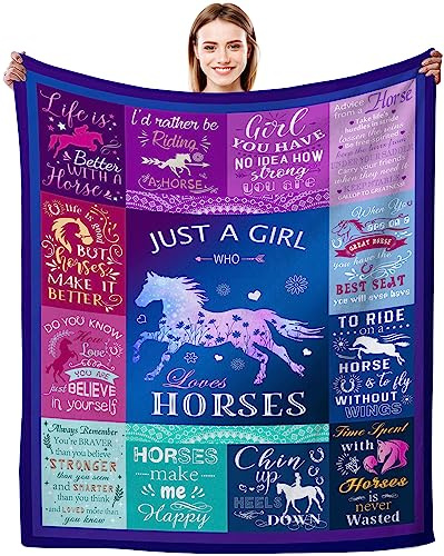 Pferdedecke, Geschenke für Mädchen und Frauen, ultraweicher Flanell, Pferdedecke, Pferdeliebhaber, Geschenke für Erwachsene und Kinder, 152,4 x 127 cm