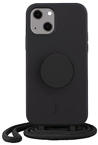 PopSockets x Just Elegance - Coque de protection pour iPhone 14 6,1 - Avec cordon amovible et support pour les doigts - Noir