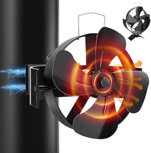 Xmasneed Ofenventilator, 4 Flügel-Kaminventilator Ohne Strom Leiser Betrieb, Magnetisch Ofen Ventilator, Hitzebetrieben Kamin Ventilator Ohne Strom für Holz/Holzbrenner/Kamin