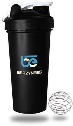 Beazyness 'beazyShaker' Fitness Shaker - 800 ml - BPA Free - Leak Proof - Premium Protein Shaker with Ball - Best for Gym, Yoga, Running and Other Sports (Black)
