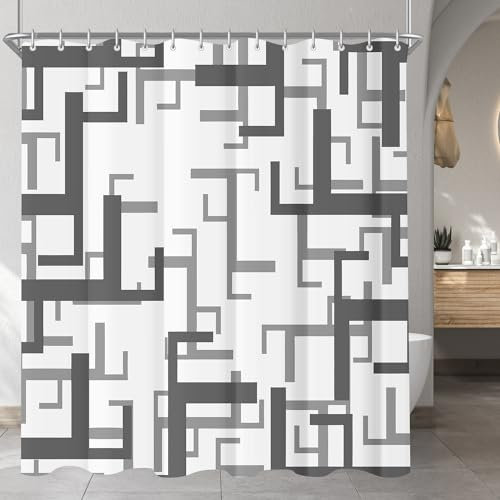 Lerores Duschvorhang 240x200 cm,Block Antischimmel Textil,Beschwerter Saum Wasserabweisend,Waschbar Polyester Stoff Badevorhänge mit 16 Ösen und Duschvorhangringe für Badezimmer,Badewanne
