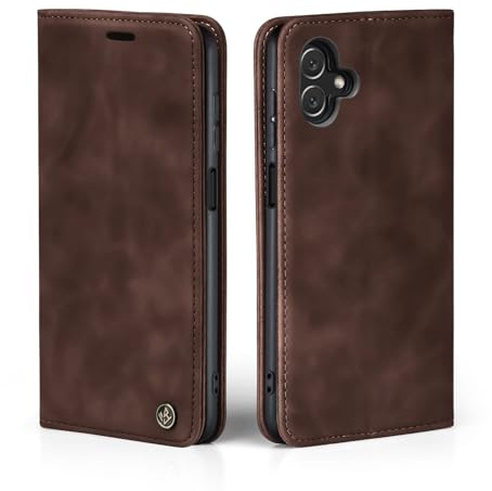 LBH Handyhülle für Samsung Galaxy A05 in Dunkelbraun mit Karten- und Geldfach Smartphone Hülle mit Standfunktion Flip Case Schutzhülle Magnetverschluss Vintage