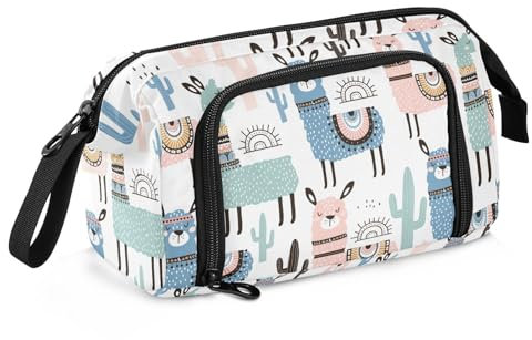 ALAZA Lustiges Federmäppchen mit großem Fassungsvermögen von Alcapa Lama, Kaktus, für Büro, Uni, Schule, Teenager, Mädchen, Jungen, Erwachsene, mehrfarbig, XL