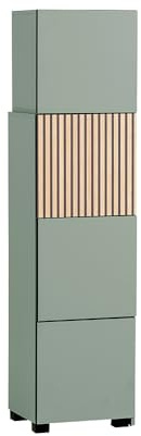 Lomadox Regal Schrank Breite verstellbar Garderobenschrank Flur Regalschrank modern in grün mit Eiche Natur