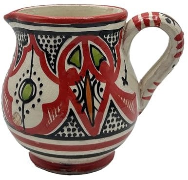 Brocca Caraffa Artigianale Marocchina in Terracotta Ceramica Etnica Marocco Lt. 0,5 Dipinta Mano 1804241115