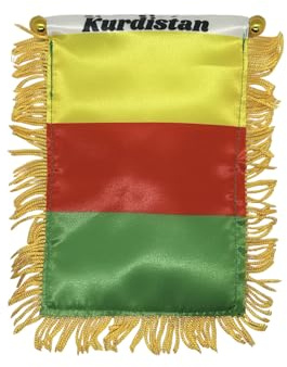8x12cm Auto Kurdistan Flagge Fahne - Kurdish Car Flag - Basur Flagge - Ala Rojava for Deco Demonstation Festival