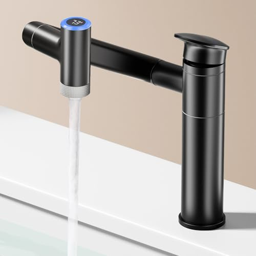 SINGSUO 1080 ° drehbarer Badezimmer-Waschtischarmatur, 1 Loch, höhenverstellbarer Einhandgriff Waschbeckenarmatur Badezimmer mit 2 Wasserauslassmodi, Bar-Waschbeckenarmatur Einloch mit