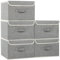 ENUMAIL Fabric Cube Organizers, Wardrobe Storage Box with Flip-Top Lid and Handles, Bins for Organizing Home, Office and Closet, Grey, 5 Pack, 33x23x20cm