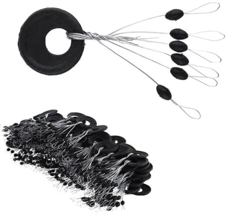 NOPKESV 600 Gummi Angeln Bobber Stopper - Gummistopper Schnurstopper Angeln - 6-in-1 Gummiperlen Posen Angeln(Schwarz oder gelb)