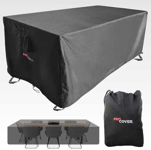 Funda premium para muebles de exterior: Tejido resistente y resistente al agua con revestimiento de PVC. Grueso, duradero, ideal para mesa, muebles de jardín, muebles, terraza. Lona protectora (350 x