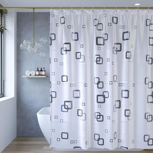 SANYROI Rideau de Douche 180x200 cm, Anti moisissure, Hydrofuge, Baignoire Rideaux de Douche en PEVA, avec 12 Crochets, sans Percage