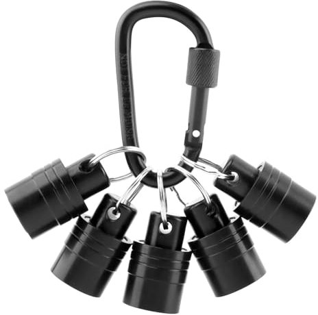 Tongdejing 5pcs Bit Holder Keychain for Rotary Hammer Drills, Portable Bit Holders for SDS 1/4 inch Hex Shank With Keychain Carabiner Tool Organizers Gifts for Men(Black)