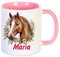 Unikatolo Pferdetasse mit Name personalisiert Keramiktasse rosa mit Name & Motiv - Tasse für Kinder und Erwachsene (Pferd2)