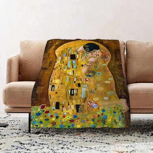 EOMKSE Kuscheldecke Flauschig Decke - weiche warme Fleecedecke 100x130cm als Decke Sofa,Klimt inspirierte abstrakte Kunst Batik Malerei auf dem Gelände von Gustav Kl,Wohndecke oder Couchdecke überwurf