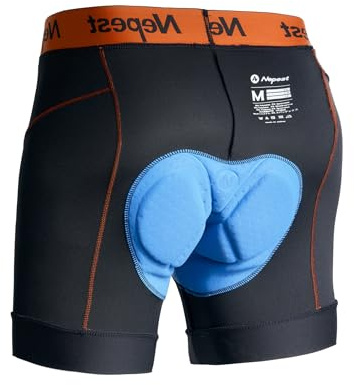 Nepest Fahrrad Unterhosen Herren MTB Fahrradhose Gepolstert 4D Radfahrerhose Fahrrad Shorts Atmungsaktiv Schwarz/Orange,M