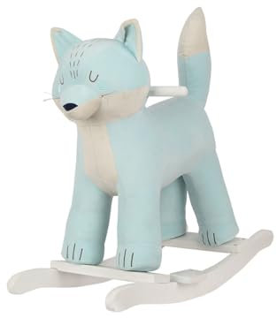 Kikkaboo Schaukeltier Fuchs Plüsch Holzspielzeug Holzkufen Holzgriffe bis 30 kg, Farbe:türkis