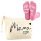 Jadive 2 Cadeaux pour Femmes Enceintes Cadeau de Grossesse Trousse à Cosmétiques avec Fermeture Éclair Chaussettes Antidérapantes pour Nouvelle Maman Fête Prénatale Grossesse(Classique)