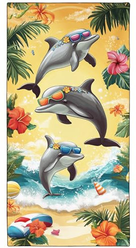 YISUMEI Mikrofaser Strandtuch Bedruckt mit Urlaub Delphine, Weich Leicht Sandfest Schnelltrocknendes Handtuch, Übergröße XXL 180 x 90 cm