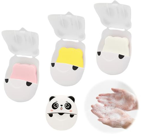 3Pcs Cajas (150 Piezas) Jabones de Papel, Jabón de Viaje, Laminas de Jabon, Portátiles Hojas Jabón, Estampado panda, perfumado, para Cocina Inodoro Exterior Viaje Acampada Senderismo