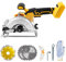 Sega circolare senza fili per Dewalt 18 V 20 V, 1000 W 6200 giri/min con 3 lame per sega da 125 mm, smussatura 0-45°, profondità 32 mm per legno, metallo morbido, plastica