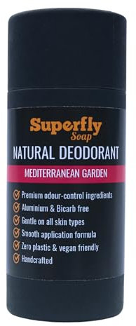 All Natural Deodorant for Women by Superfly Soap (Mediterranean Garden)- Sweet Orange, Geranium and Rosemary Essential Oils - Gentle for Sensitive Skin, Aluminium Free Deodorant. Plastic free.