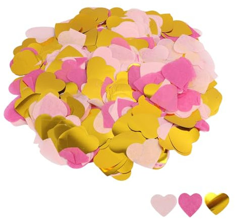 60G Confettis Rose Gold Papier, Confettis en Forme de Cœur pour Anniversaire, 2,5cm, Décoration de Table et Fête, Mylar Métallisé, Brillant et Élégant, pour Mariage, Baby Shower, Fille, Femme