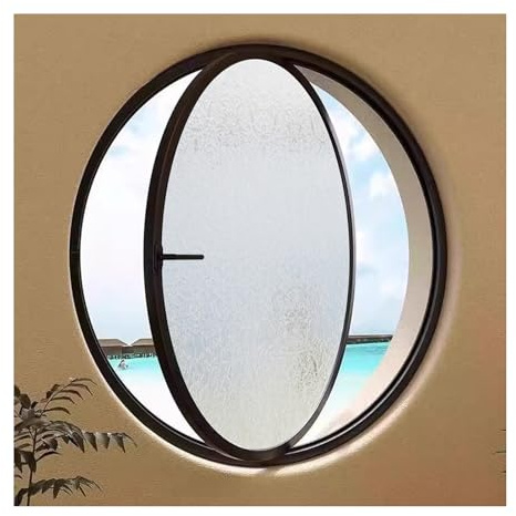LYMGRZ Ventana de Vidrio con rotación de 360 Grados para privacidad, Marco de aleación de Aluminio, Ventana empotrada de 1,2 Pulgadas de Profundidad para iluminación y ventilación (Negra, 50 cm/19,