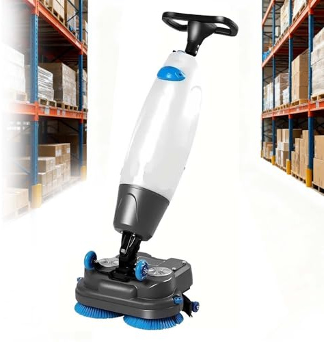 CUTANGELAR Commercial Floor Scrubber Machine ,Hand Push Portable Electric Washer and Dryer with 17 Inch Cleaning Width 13000 Sqft/H Efficiency for Tile Hardwood and Carpet in Offices Hotels(White)