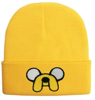 UBBY Adventure Time Beanies Hut Einfachheit Gestrickte Mütze für Unisex Winter Täglich Gestrickte Mütze Geschenke für Kind Jungen Mädchen (DE/NL/SE/PL, Alphanumerisch, M, Gelb)