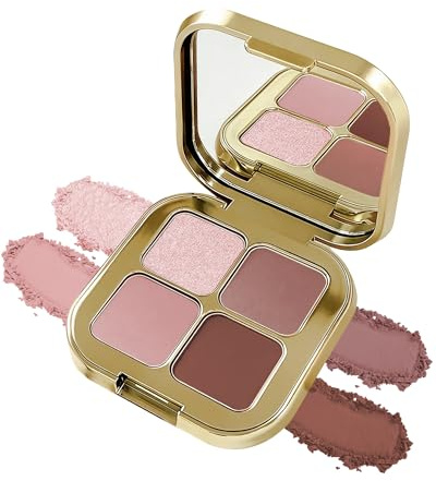 4 Couleurs Palette Fard a Paupiere, Matte et Paillettes Ombre à Paupières | Fard à Paupières Longue Tenue Highly Pigmented, Poudre Ultra-Fine Facile à Estomper Avec Miroir, Palette Maquillage Yeux