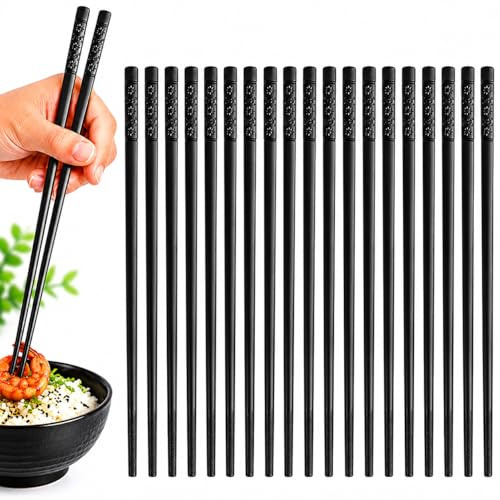 10 Paires Baguettes en Fibre de Verre 24 cm, Baguette Chinoise, Antidérapantes Pour Sushi, Nouilles et Riz, Réutilisables, Faciles à Nettoyer pour Maison, Restaurant et Cuisine Asiatique