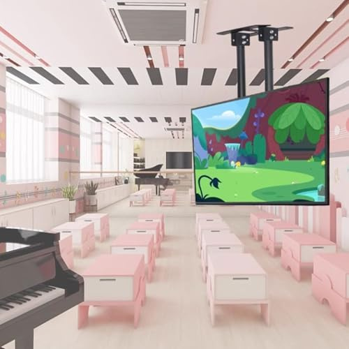 Supporto TV - Supporto TV da soffitto con inclinazione Regolabile - Adatto a schermi Piatti LED da 55-100 Pollici, Supporto TV a Doppia Asta con Regolazione dell'angolo