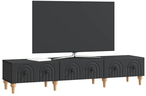 vidaXL TV-Schränk Schwarz 147 x 34,5 x 30 cm Holzwerkstoff, Wohnzimmer, moderner rechteckiger Stauraum, multifunktionale Schrank, minimalistisches TV-Möbel