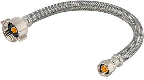 Eastman 9 Inch Flexible Toilet Connector, 7/8 Inch Ballcock x 3/8 Inch Compression, Stainless Steel Braided Hose, 48087