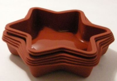 Kuchenform - Backform - Stern - 6 Stück - 100% Silikon - 11,5 cm x 11,5 cm - 3 cm hoch