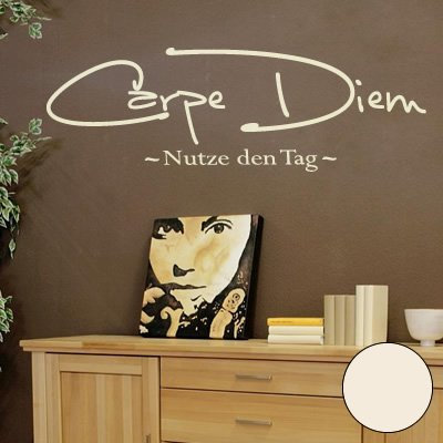 A536 Wandtattoo Carpe Diem 90cm x 28cm creme-weiss (erhältlich in 40 Farben und 4 Größen)
